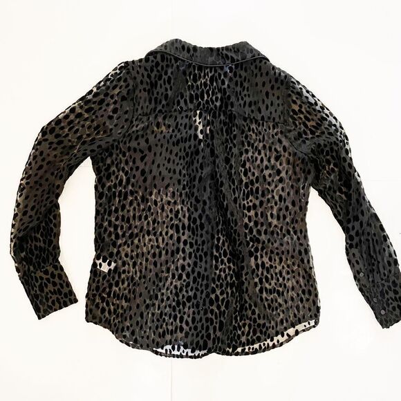 Good American Bliss Shirt Sheer Leopard Pattern Size 2 or Medium - Picture 7 of 9